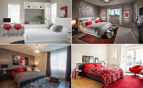 behavioral passion large bedroom in red and gray color scheme large