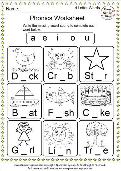phonics worksheet  letter words page  penny saving mum phonics