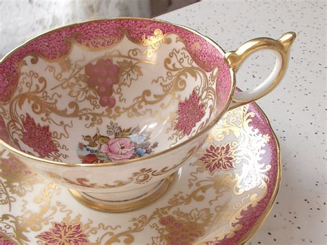 antique pink tea cup  saucer set vintage  shoponsherman