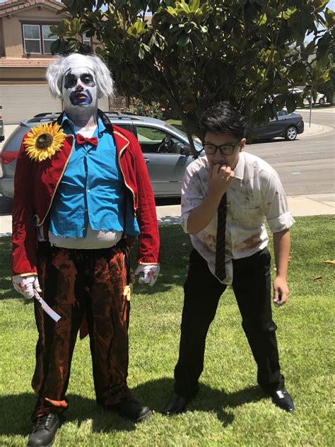 me and my friend did a clown and dwight cosplay for ax