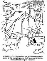 Camping Coloring Pages Printable Kids Tent Family Color Preschoolers Activity Preschool Dog Summer Sheets Print Publications Dover Clipart Colouring Camp sketch template