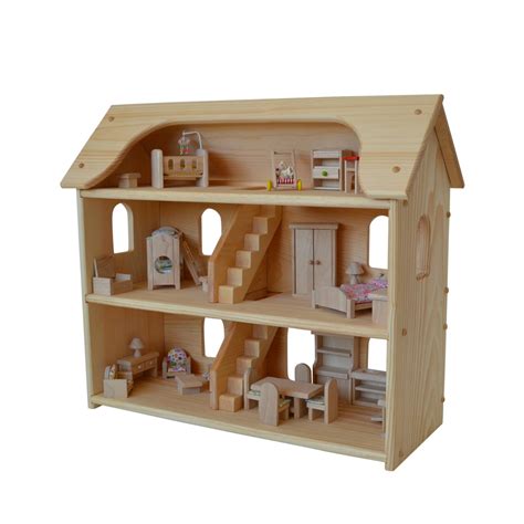 handcrafted natural wooden toy dollhouse furniture set waldorf