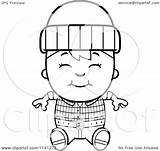 Lumberjack Boy Sitting Happy Coloring Clipart Cartoon Outlined Vector Thoman Cory Regarding Notes Clipartof sketch template