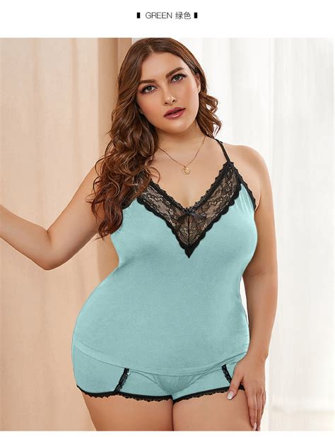 Big Over Size Sexy Pajamas Female Lace Embroidered Fun Dress Plus Size