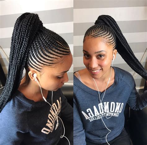 popular black braided ponytail hairstyles