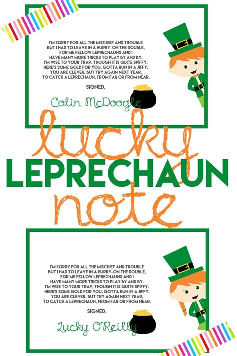 leprechaun notes  kids st patrick  day  printable artofit