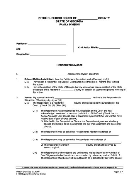 divorce form template tutoreorg master  documents