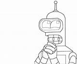 Coloring Pages Futurama Bender Popular Library Clipart Line sketch template