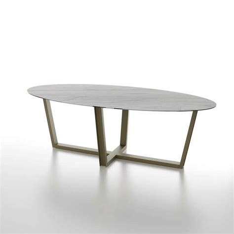table design ovale plateau en ceramique  pieds en metal viktor  piedscom