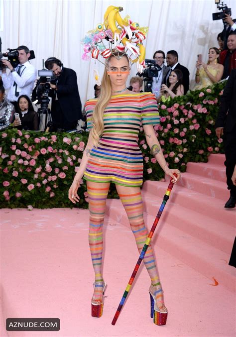 Cara Delevingne In A See Through Bright Rainbow Outfit For