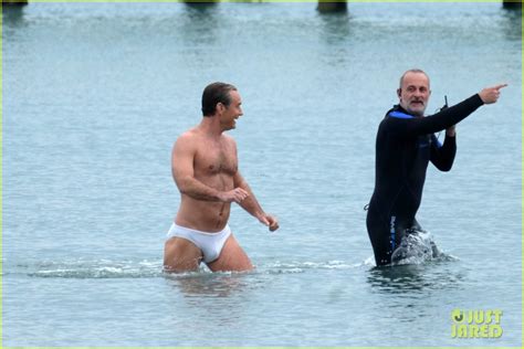 Jude Law Swims In His Speedo For New Pope Beach Scene