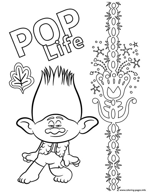 branch  trolls  coloring page printable