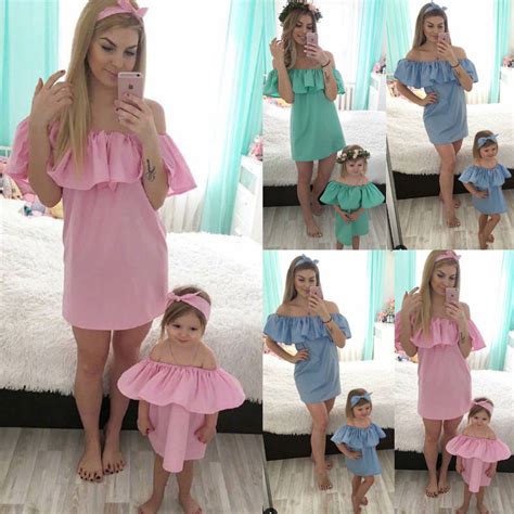 2 pcs hirigin mother daughter dresses solid fashion for mommy me