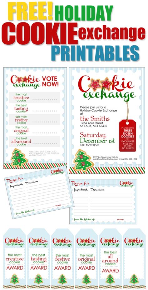cookie exchange party  printables printable templates
