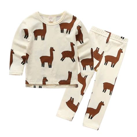 tiny bonte   kids kleding dier alpaca print baby jongens meisjes pyjama sets fashion