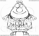 Tourist Clipart Cartoon Man Outlined Coloring Vector Thoman Cory Royalty sketch template