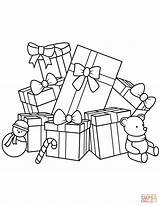Christmas Coloring Gifts Pages Drawing Gift Printable Kids sketch template
