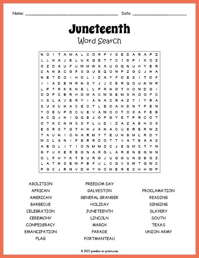 juneteenth word search