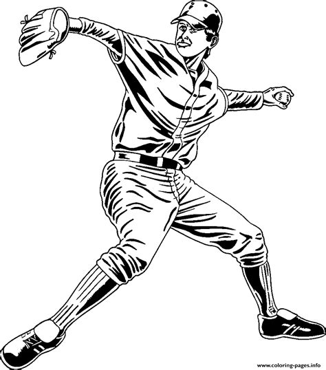 pitcher baseball  coloring page printable