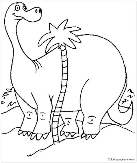 cartoon diplodocus coloring page  printable coloring pages