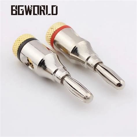 silver mm pin stereo banana plug adpter  speaker amplifier adapters wire connector plugs
