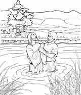 Jesus John Baptizing Lds Coloring Line sketch template