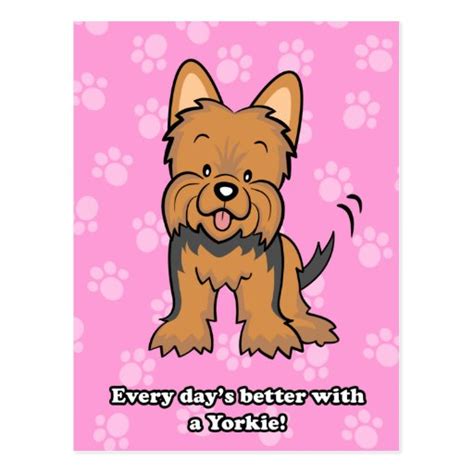cute cartoon yorkie postcard zazzle