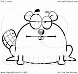 Beaver Bored Chubby Clipart Cartoon Outlined Coloring Vector Cory Thoman Royalty sketch template