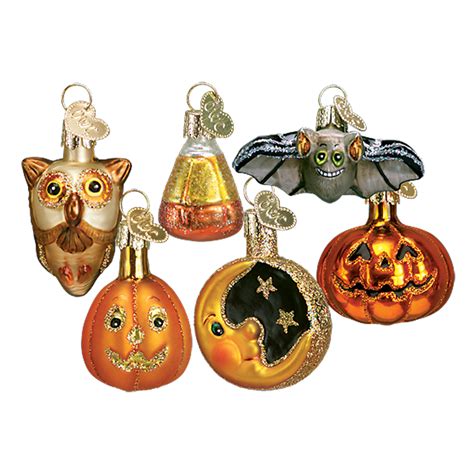 mini glass halloween ornaments pumpkin owl moon candy corn bat theholidaybarncom