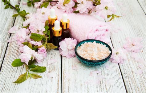 spa products  sakura blossom stock image image  candle pink