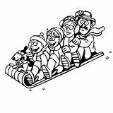 Coloring Pages Winter Sledding Color Sports Playing Printable Fun Toboggan Family Online Print sketch template