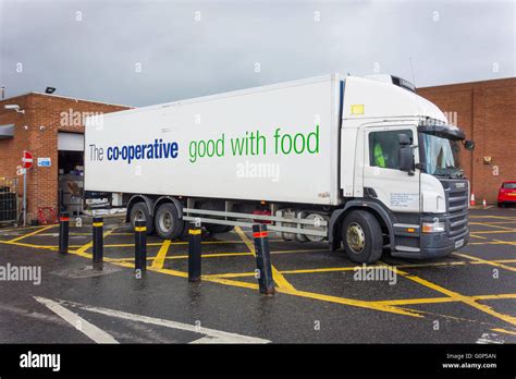 large lorry delivering goods    operative supermarket stock photo alamy