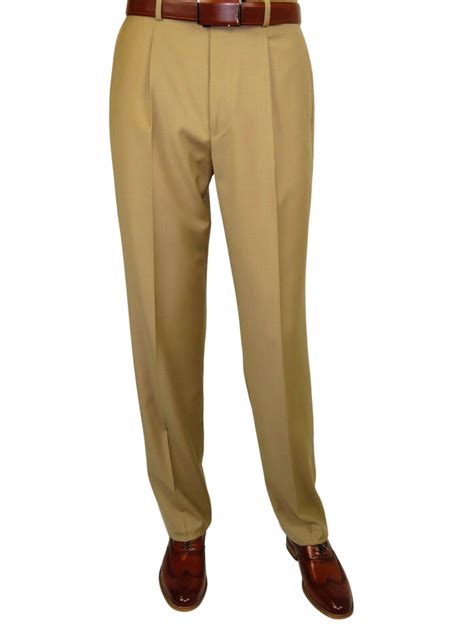 mens mantoni pleated dress pants  wool super  classic fit  camel ebay