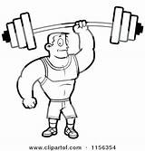 Man Coloring Fitness Clipart Pages Barbell Cartoon Strong Holding Hand Vector Weightlifting Color Outlined Buff Bodybuilder Cory Thoman Arm Body sketch template