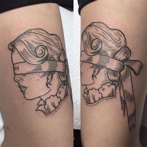 blindfolded lady ink tattoo tattoos blindfold