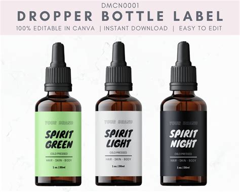 modern  oz oz editable custom dropper bottle label custom etsy
