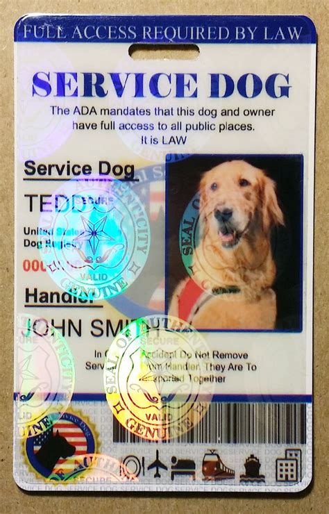 printable service dog id card template   web  instantly