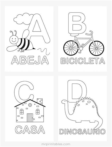 spanish alphabet coloring pages  printables paginas  colorear