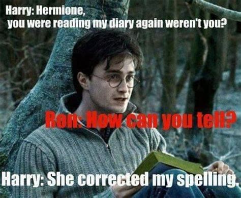 harry potter memes hermione reading his diary ron weasley harry potter harry potter