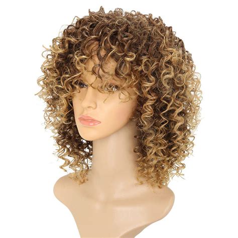 women silver gray afro curly style short hair synthetic wig