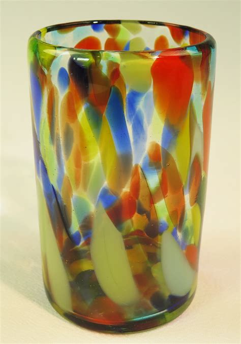 Drinking Glass Rainbow Swirl 16oz Tumbler Made In Mexico