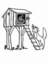 Coop Chicken Coloring Pages Wolf Under Standing Drawing Hut Kids Netart Color Getdrawings Coops sketch template