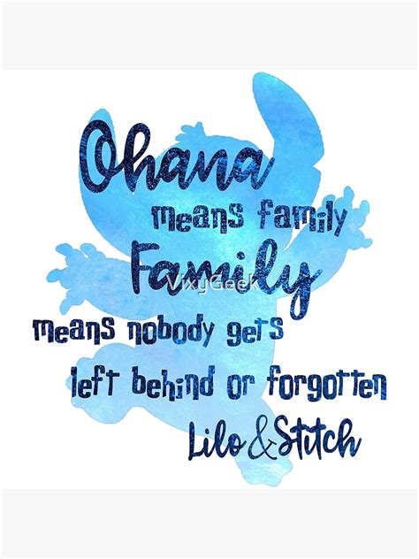 ohana means family poster  sale  vixygeek redbubble