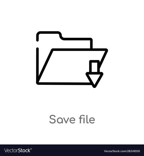 outline save file icon isolated black simple  vector image