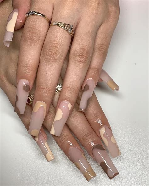 brown acrylic nails designs
