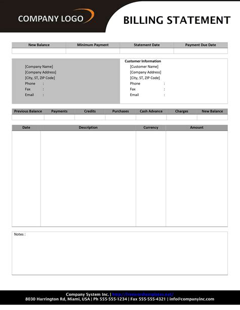 billing statement form officetemplatesnet