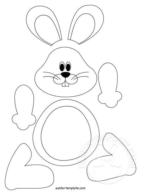 bunny body parts coloring page easter template