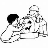 Carving Pumpkin Coloring Pages Getcolorings Children sketch template