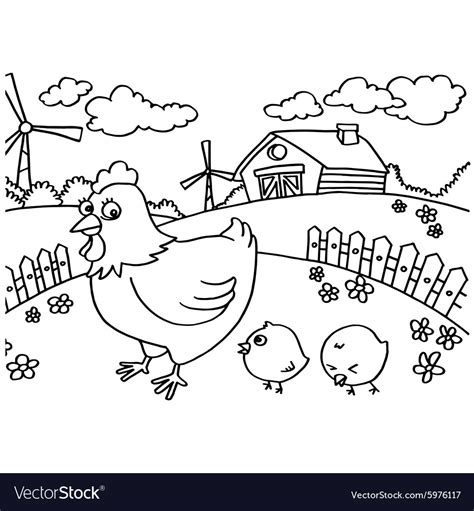 chicken coloring pages royalty  vector image