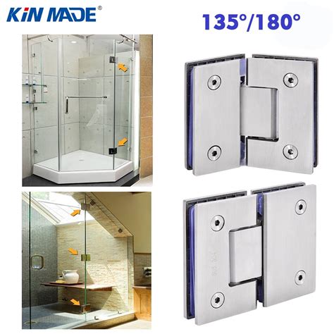 kinmade135 180 degree stainless steel frameless glass to glass shower